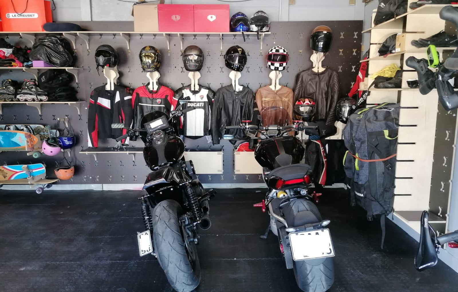 Storage for Motocycle Helmets, Leathers and Boots